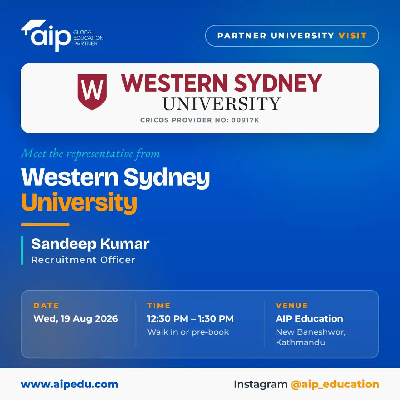 Meet Western Sydney University at AIP Education, Kathmandu