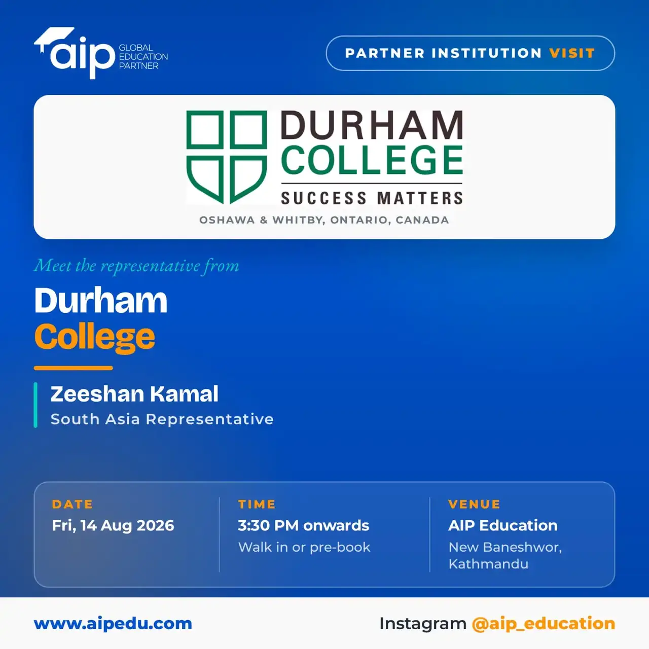 Meet Durham College at AIP Education, Kathmandu